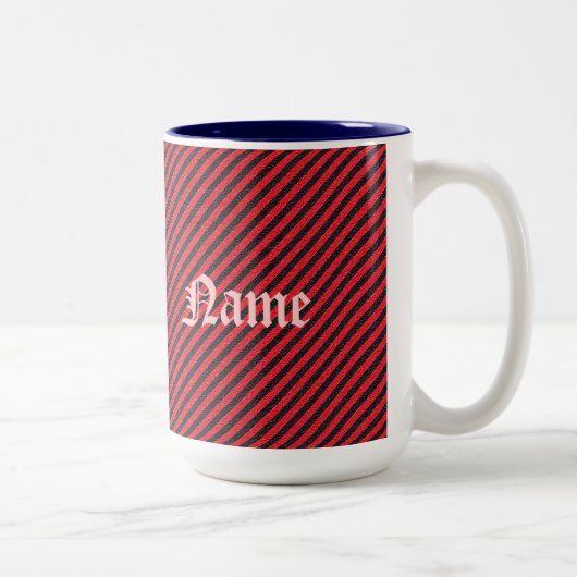 Tasse 2 Couleurs Bandes diagonales minces en rouge noir (Droit)