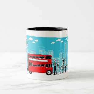 Tasse 2 Couleurs Banlieusards attendant à l'arrêt d'autobus