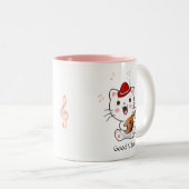 Tasse 2 Couleurs Barde musical Kitty Cat avec mandoline (Devant droit)