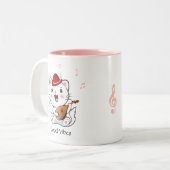 Tasse 2 Couleurs Barde musical Kitty Cat avec mandoline (Devant gauche)