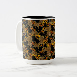 Tasse 2 Couleurs Baroque Glam Moderne Imprimé Animalier avec Chaîne