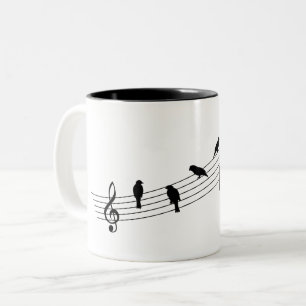 Tasse 2 Couleurs Barre de musique avec les oiseaux comme noix music
