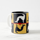 Tasse 2 Couleurs Barzoï en fête ! (Devant gauche)