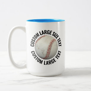 Tasse 2 Couleurs Baseball & Grand Texte BLEU CLAIR 15oz Personnalis