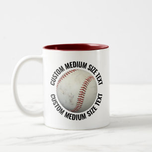 Tasse 2 Couleurs Baseball & Moyen Texte MAROON 11oz Personnalisé