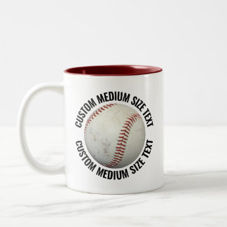 Tasse 2 Couleurs Baseball & Moyen Texte MAROON 11oz Personnalisé