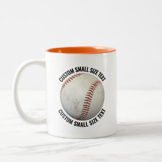 Tasse 2 Couleurs Baseball & Petit Texte ORANGE 325ml Personnalisé