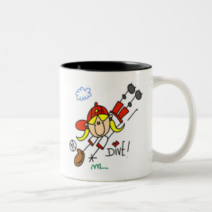 Tasse 2 Couleurs Baseball Plongeuse Filles T-shirts et Cadeaux de S