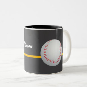 Tasse 2 Couleurs Baseball sur fond gris foncé personnaliser