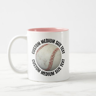 Tasse 2 Couleurs Baseball & Texte Moyen PINK 325ml Personnalisé