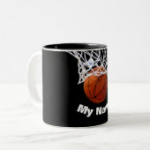 Tasse 2 Couleurs Basket-ball Votre nom Personnalisé (Devant gauche)