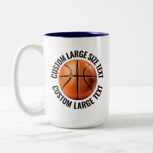 Tasse 2 Couleurs Basketball & Grand Texte BLEU MARINE 15oz Personna
