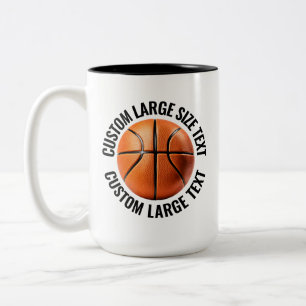 Tasse 2 Couleurs Basketball & Grand Texte NOIR 425g Personnalisé
