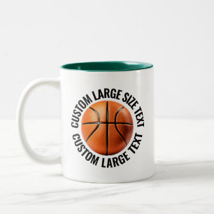 Tasse 2 Couleurs Basketball & Grand Texte VERT CHASSEUR 325ml Perso