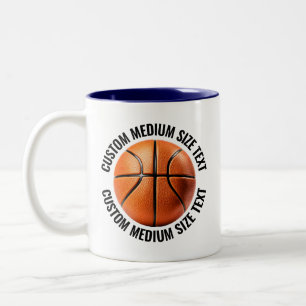 Tasse 2 Couleurs Basketball & Texte Moyen BLEU NAVY 325g Personnali