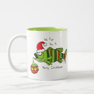 Tasse 2 Couleurs Basse de Noël amusant Pêche Poisson Cute Cartoon