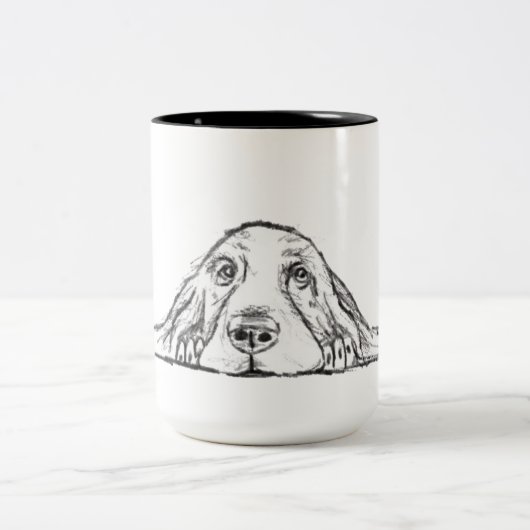 Tasse 2 Couleurs basset blanc (Centre)