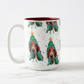 Tasse 2 Couleurs Basset Hound race Chien Motif Stars Noël (Gauche)