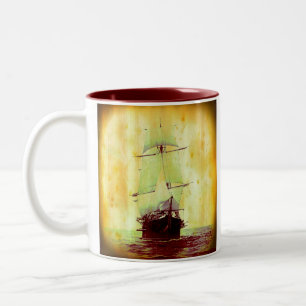 Tasse 2 Couleurs Bateau vintage en céramique
