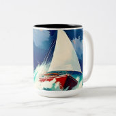 Tasse 2 Couleurs Bateaux à voile Courses en Mer Lourde (Devant droit)