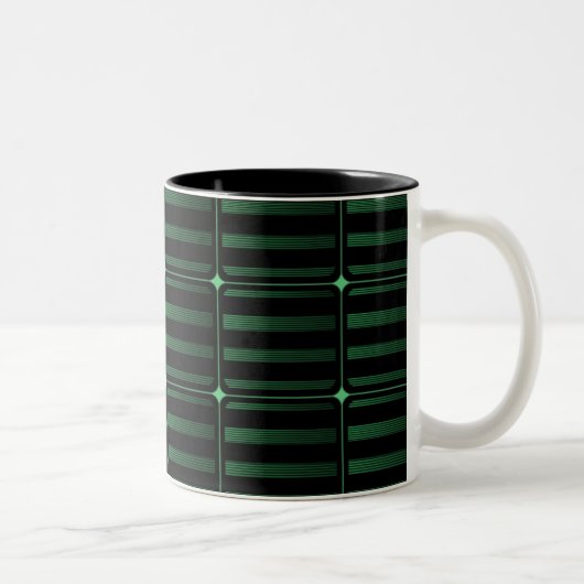 Tasse 2 Couleurs Bâtiment Rétro Blocs Mug, Vert foncé (Droit)