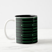 Tasse 2 Couleurs Bâtiment Rétro Blocs Mug, Vert foncé (Gauche)