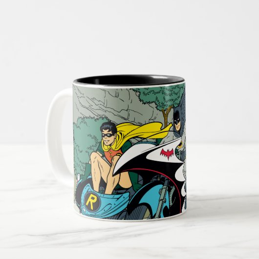 Tasse 2 Couleurs Batman Et Robin En Batcycle (Devant gauche)