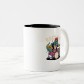 Tasse 2 Couleurs Batteur de dinosaure T-Rex Rock Punk - Percussion (Devant droit)