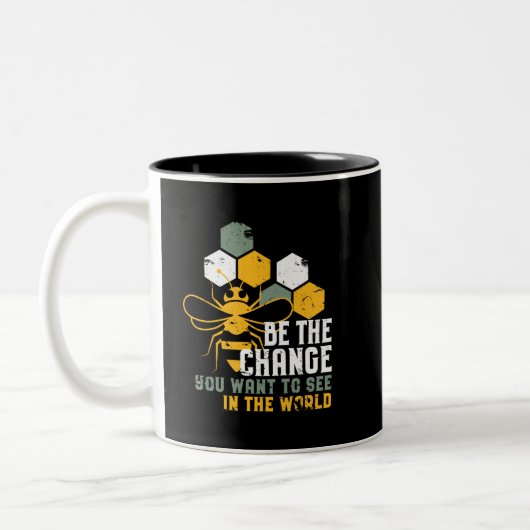 Tasse 2 Couleurs Be the Change Funny Bee Puns for Beekeeper (Gauche)
