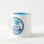Tasse 2 Couleurs Bean Point Beach Floride Palm Tree Birds (Devant gauche)