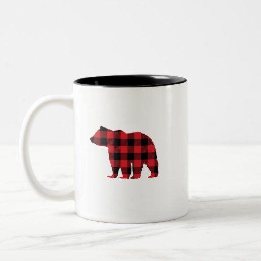 Tasse 2 Couleurs Bear Black Silhouette Buffalo Check (Gauche)