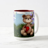 Tasse 2 Couleurs Bear Holding Bouquet Flower-30926 (Devant droit)
