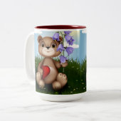 Tasse 2 Couleurs Bear Holding Bouquet Flower-30926 (Devant gauche)