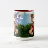 Tasse 2 Couleurs Bear Holding Bouquet Flower-30926 (Centre)
