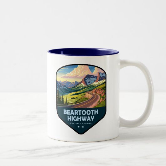 Tasse 2 Couleurs Beartooth Highway Montana Wyoming Shield (Droit)