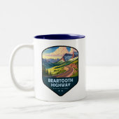 Tasse 2 Couleurs Beartooth Highway Montana Wyoming Shield (Gauche)