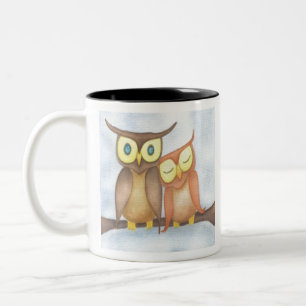 Tasse 2 Couleurs Beau Aquarelle Chouette Amateurs