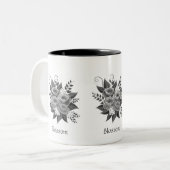 Tasse 2 Couleurs Beau Bouquet de fleurs d'argent (Devant gauche)