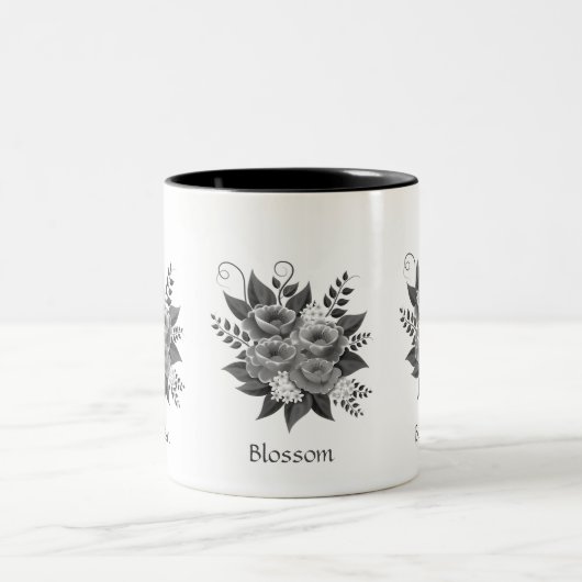 Tasse 2 Couleurs Beau Bouquet de fleurs d'argent (Centre)