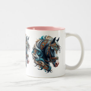 Tasse 2 Couleurs Beau Cheval avec bijou enrobé bridle