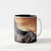 Tasse 2 Couleurs Beau Cheval Noir (Devant droit)
