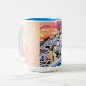 Tasse 2 Couleurs Beau coucher de soleil à Santorin (Devant gauche)