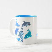 Tasse 2 Couleurs Beau Dauphin Caricature (Devant gauche)