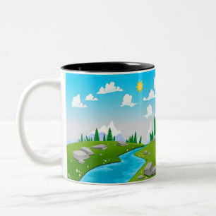 Tasse 2 Couleurs beau dessin de paysage