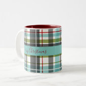 Tasse 2 Couleurs Beau Joyeux Tartan de Noël (Devant gauche)