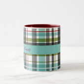 Tasse 2 Couleurs Beau Joyeux Tartan de Noël (Centre)