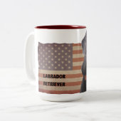 Tasse 2 Couleurs Beau Labrador Retriever American Flag (Devant gauche)