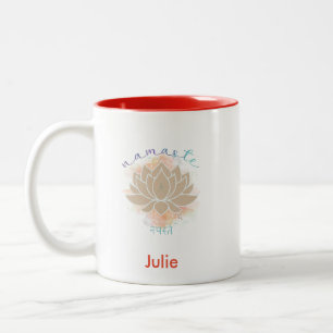 Tasse 2 Couleurs Beau mot namaste et Lotus Design