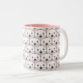 Tasse 2 Couleurs Beau Motif de dessin de visage de chat blanc (Devant droit)