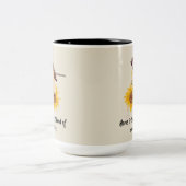 Tasse 2 Couleurs Beau Oiseau & Tournesols Avec Citation (Centre)